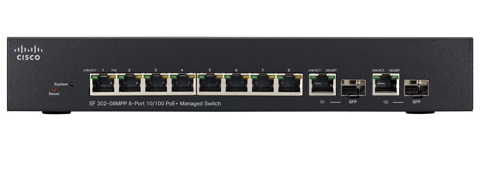 Switch Cisco Sf302-08Mpp Gestionado 8 Puertos 10/100 Max Poe+