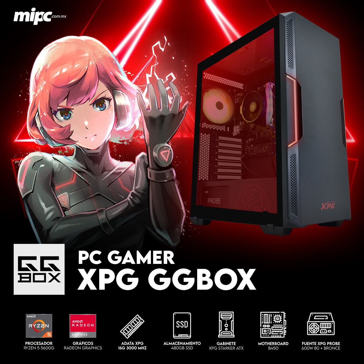 Pc Gamer Ggbox Xpg Amd Ryzen 5 5600G Radeon Graphic 16Gb Ram Ssd 480Gb