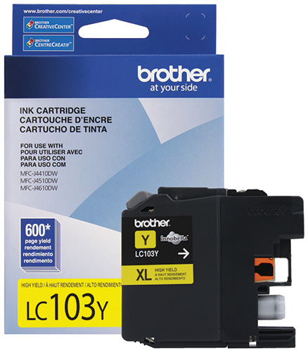 Cartucho Brother Lc103Y Amarillo 600 Paginas P/Mfcj870Dw / Mfcj285Dw