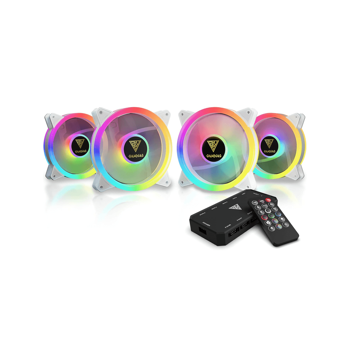 Kit De Ventiladores Gamdias Gd-Aeolusm2-1204R Wh 120Mm 700-1500Rpm 4X Piezas Blanco