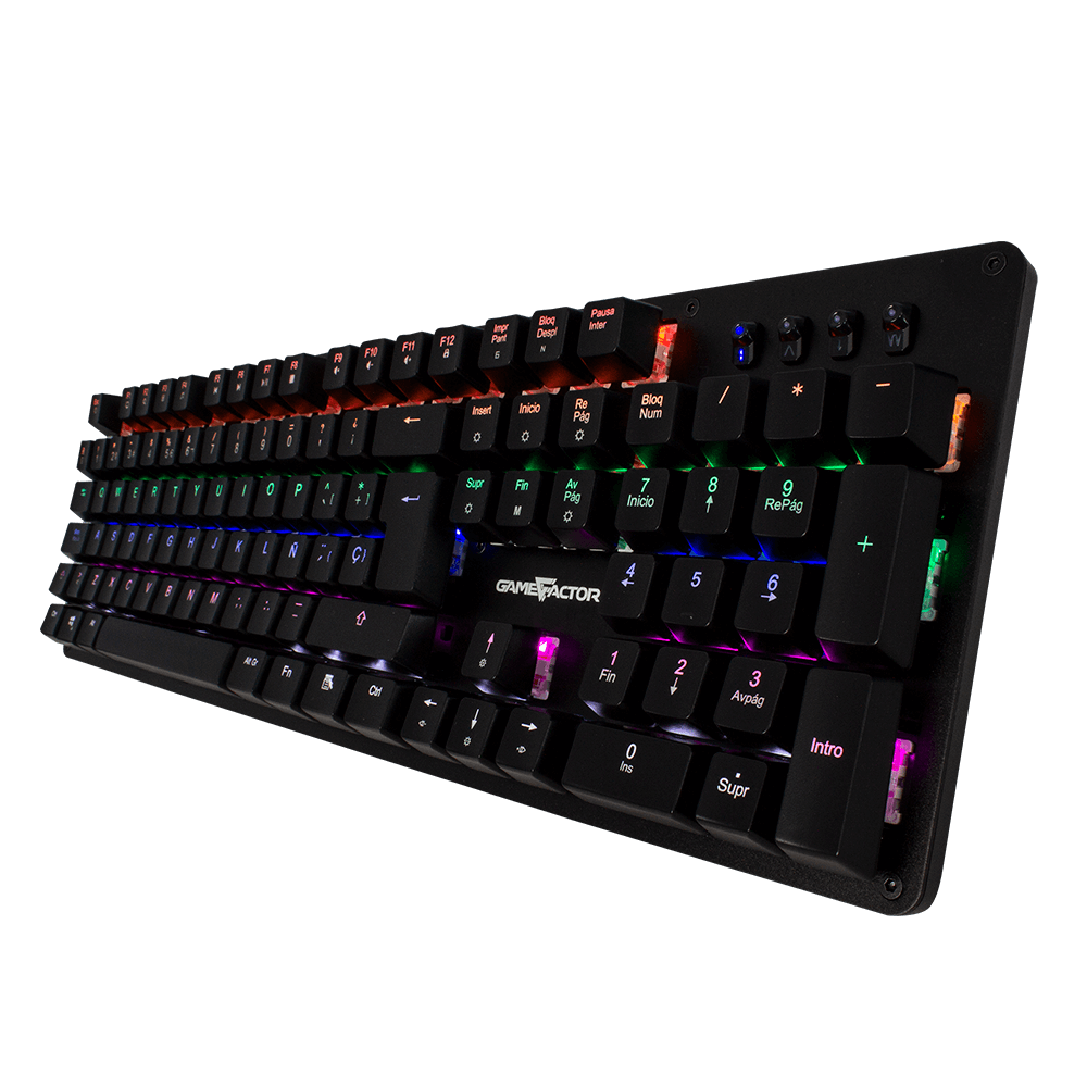 Teclado Gamer Game Factor Kbg400-B Mecacnico Multicolor Switch Rojo