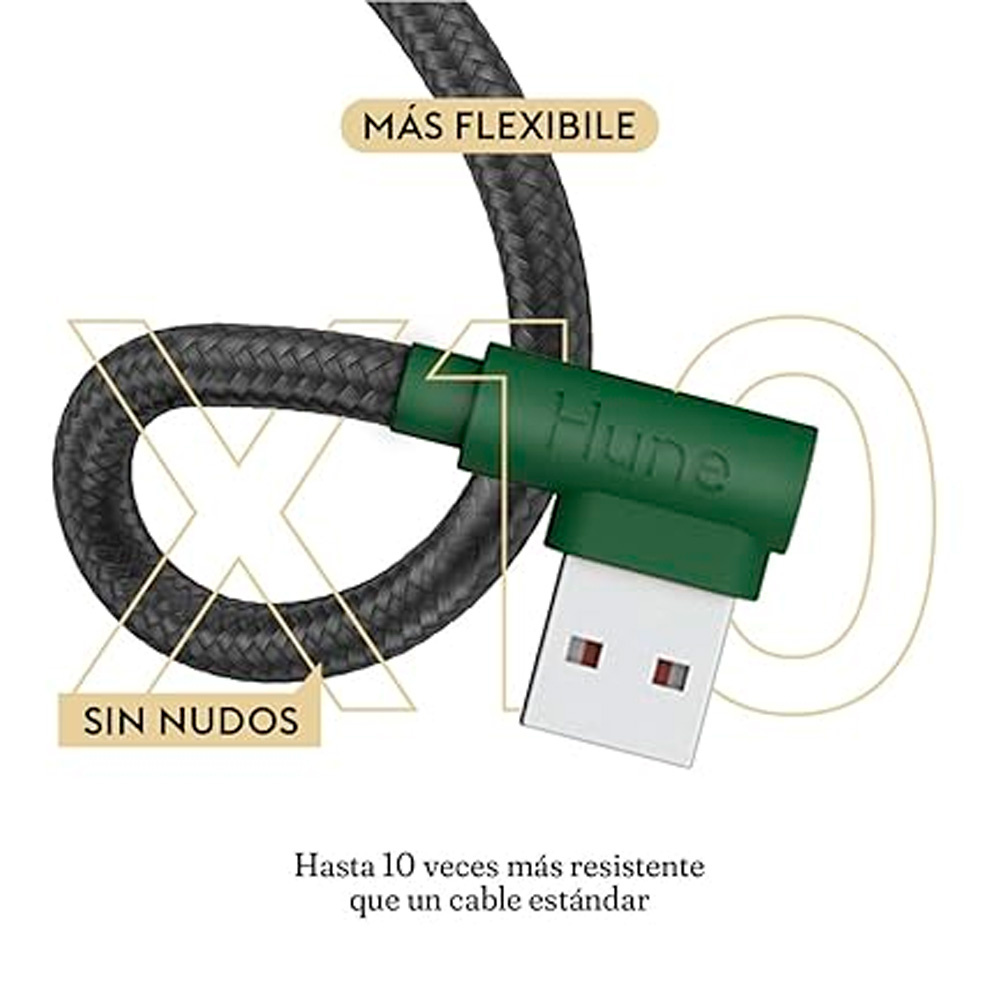 Adaptador Usb Hune Hiedra Usb-A Macho A Lightning 1.2M Verde At-Acc-Ca-318Bos