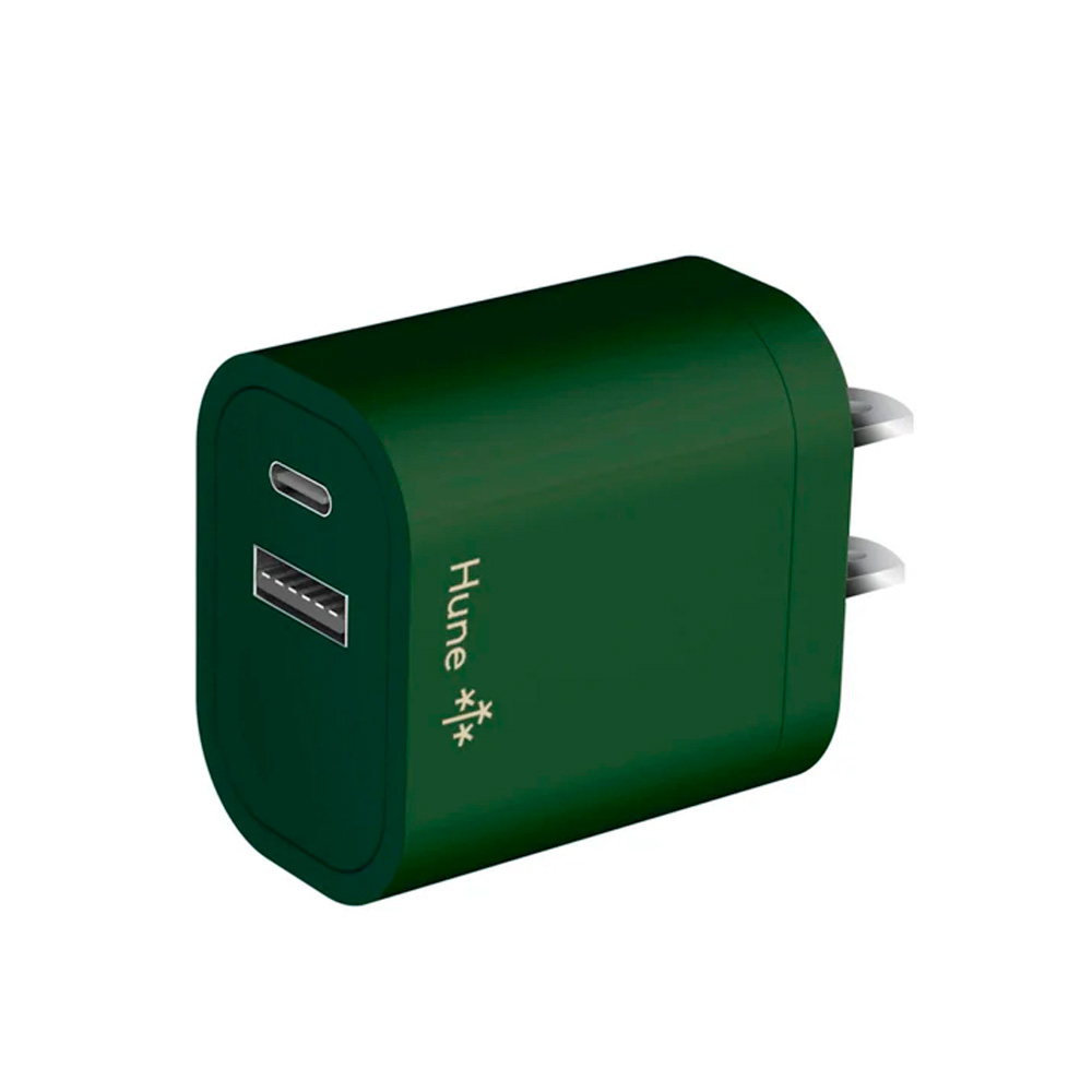 Cargador De Pared Hune Huron 18W 1X Usb-A 1X Usb-C Verde At-Acc-Wa-061Bos