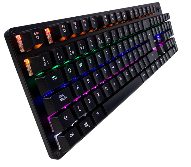 Teclado Mecanico Game Factor Kbg400 Rgb Switch Blue Usb Negro