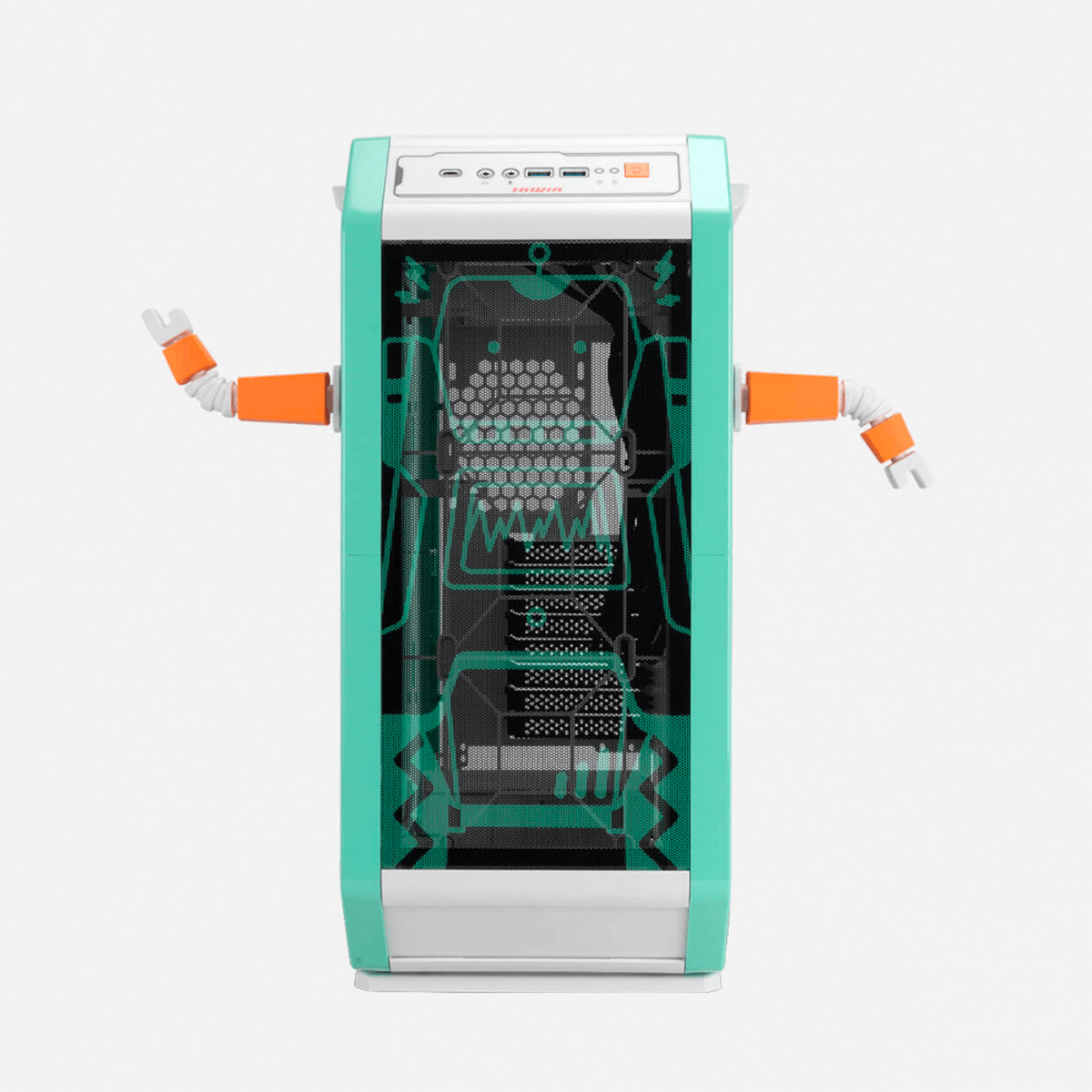Gabinete In Win Monsters-A Lab Series Robert Mid-Tower Atx Blanco / Verde Monsters-A Robert