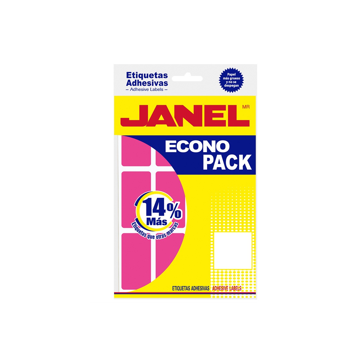 Etiquetas Adhesivas Janel Econopack Fluorescentes 32X64Mm Rosa Sobre Con 96 Etiquetas E063264220