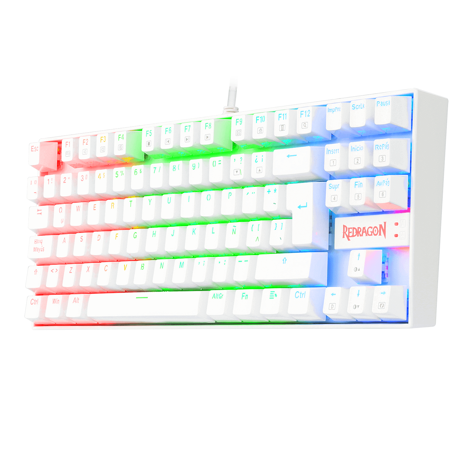 Teclado Gamer Mecanico Redragon K552W-Rgb-1R Kumara Blanco Switch Red