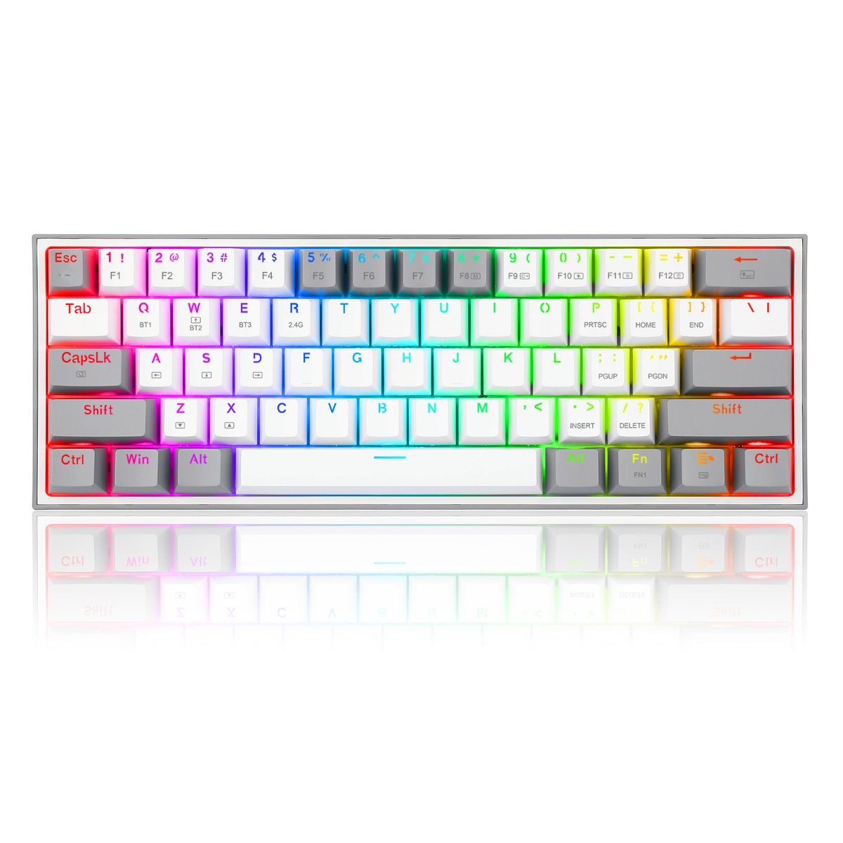 Teclado Mecánico 60% Gamer Redragon Fizz Pro K616 Rgb Blanco Con Gris Switch Red
