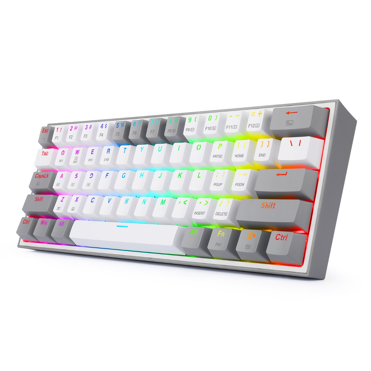 Teclado Mecánico 60% Gamer Redragon Fizz Pro K616 Rgb Blanco Con Gris Switch Red