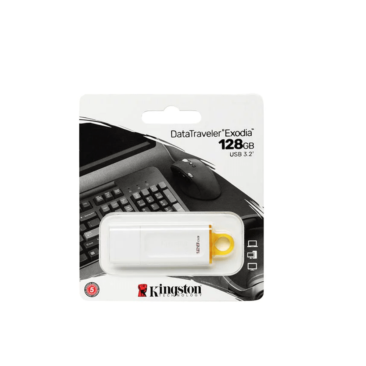 Memoria Usb 3.2 Kingston Data Traveler Exodia 128Gb Blanco Kc-U2G128-5R