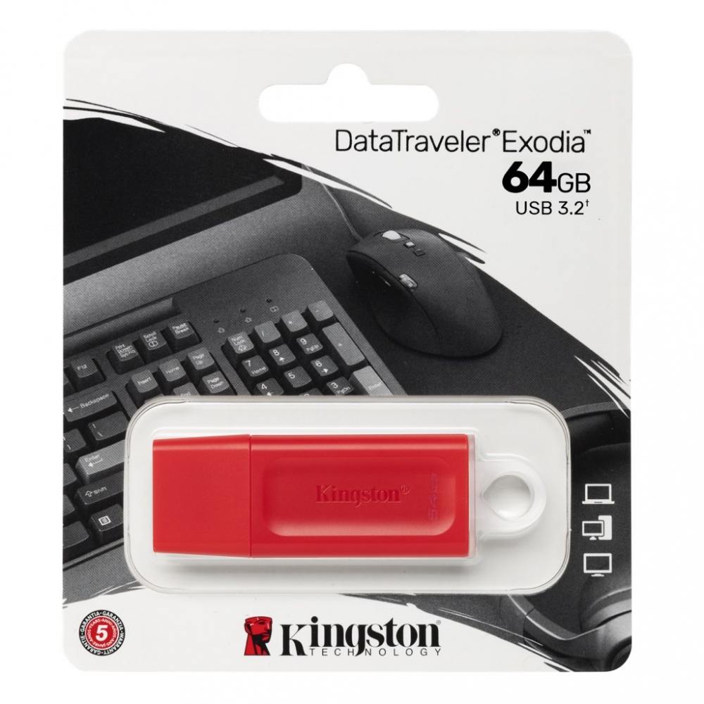 Memoria Usb Kingston Datatraveler Exodia 64Gb Usb 3.2 Rojo Kc-U2G64-7Gr