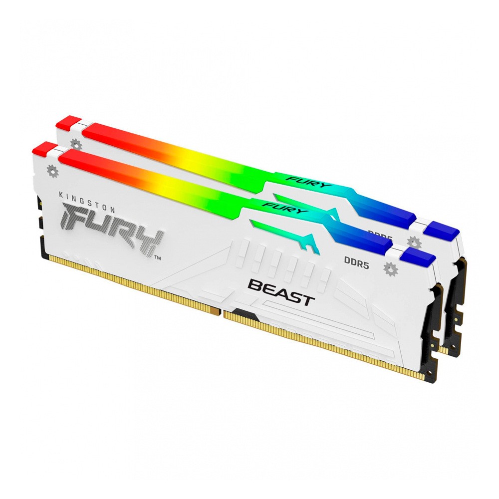 Kit Memoria Ram Kingston Fury Beast Rgb 32Gb 2X 16Gb Ddr5 5600Mhz Cl36 Expo Blanco Kf556C36Bweak2-32