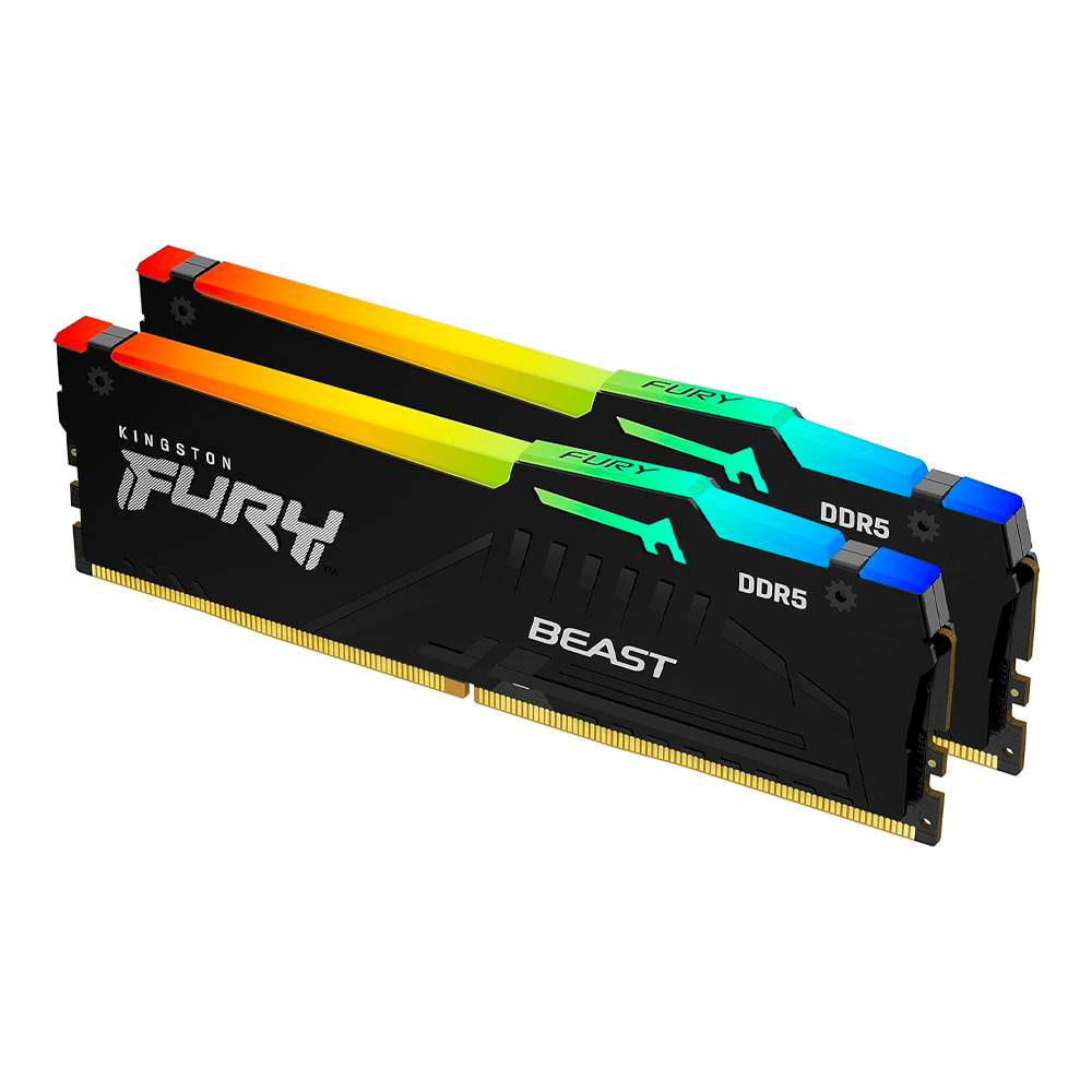 Kit Memoria Kingston Fury Beast Rgb 32Gb 2X 16Gb Ddr5 6000Mhz Cl36 Negro Kf560C36Bbe2Ak2-32