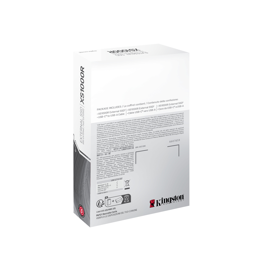 SSD externo Kingston XS1000 1TB caja trasera