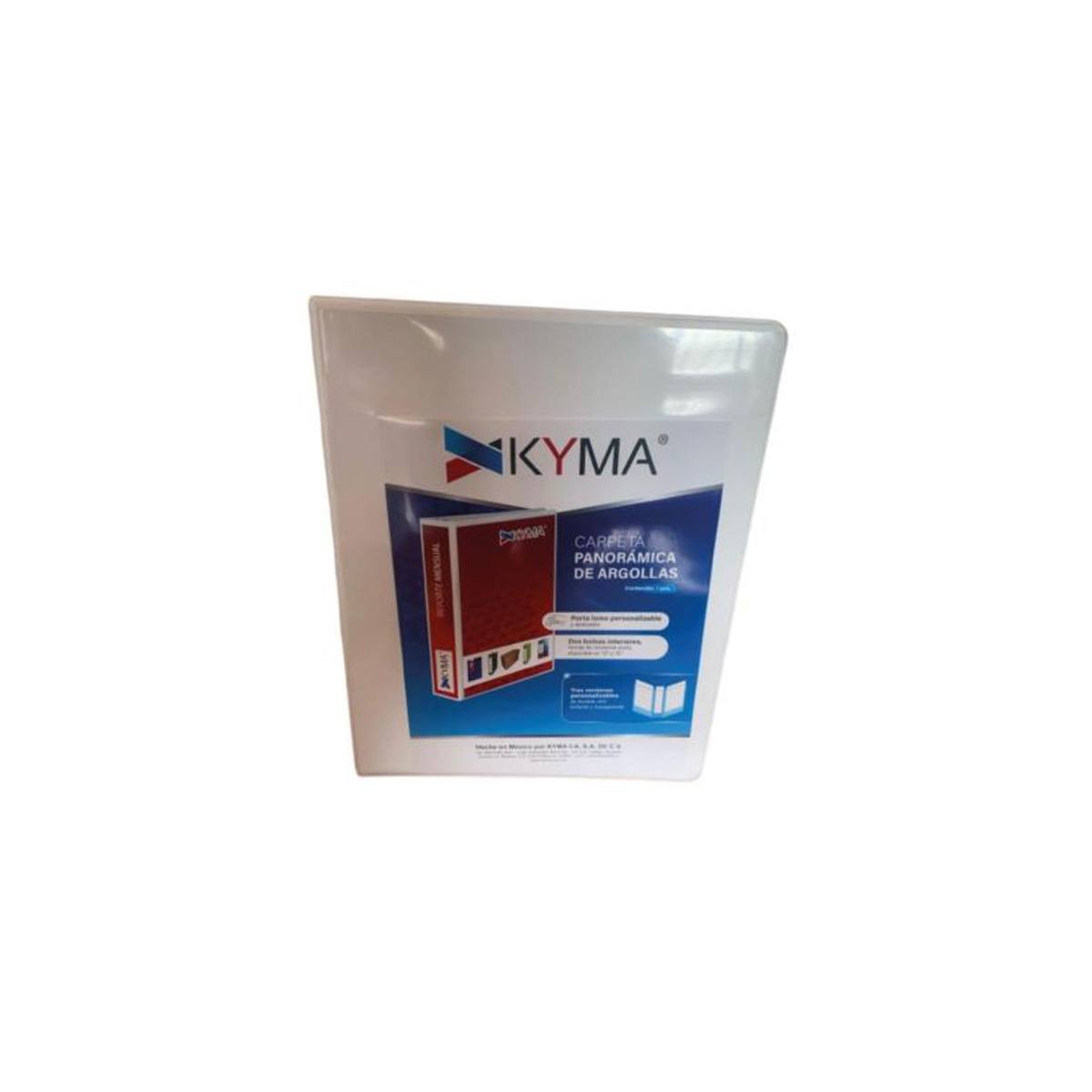 Carpeta Panorámica Kyma De Vinil Tamaño Oficio 1" Aro En "D" Blanca Cpkcbhd-100-Bcof