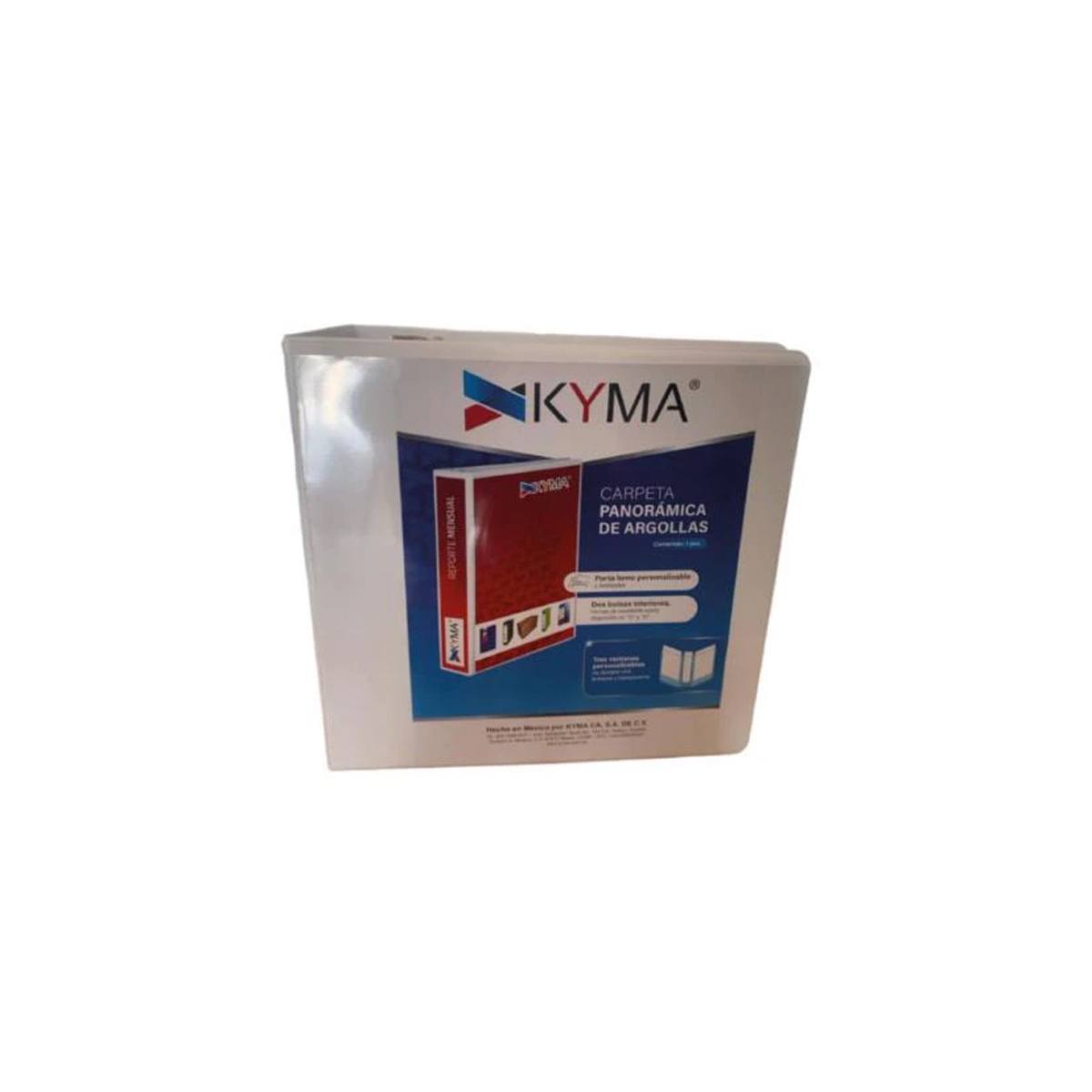 Carpeta Panorámica Kyma De Vinil Tamaño Carta 2 1/2" Aro En "D" Blanca Cpkcbhd-250-Bca