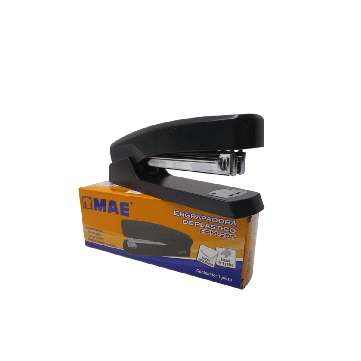 Engrapadora Mae Epm-20T Plástico Tira Completa Negro
