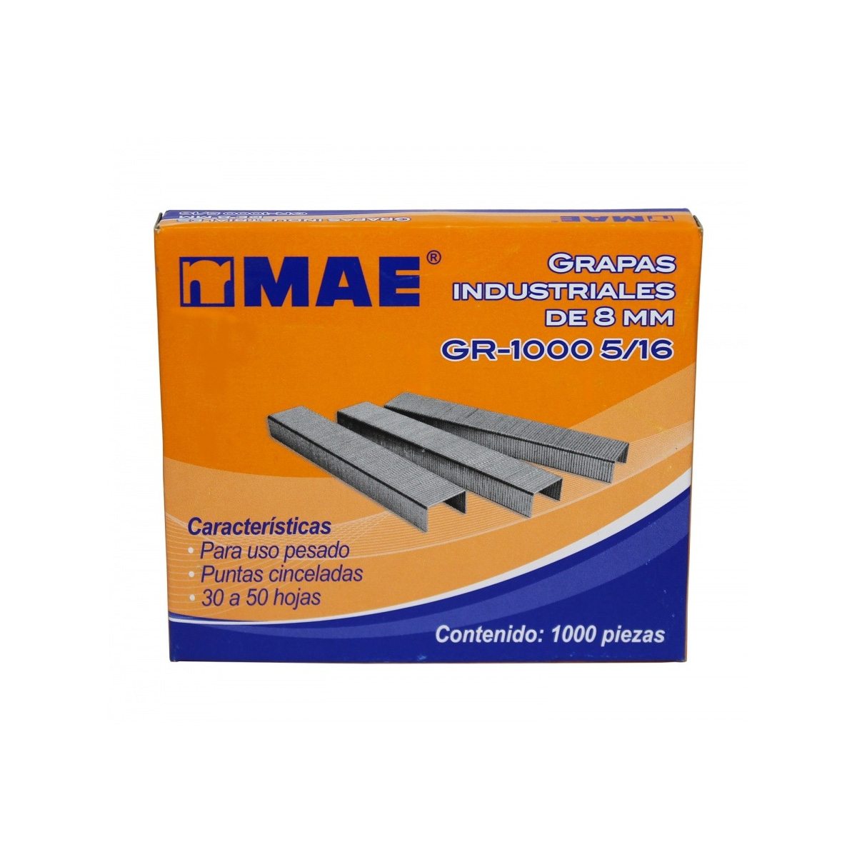 Grapas Mae Gr-1000 #5/16 5"/16" Uso Pesado Capacidad Para 50 Hojas 100 Piezas Plateado
