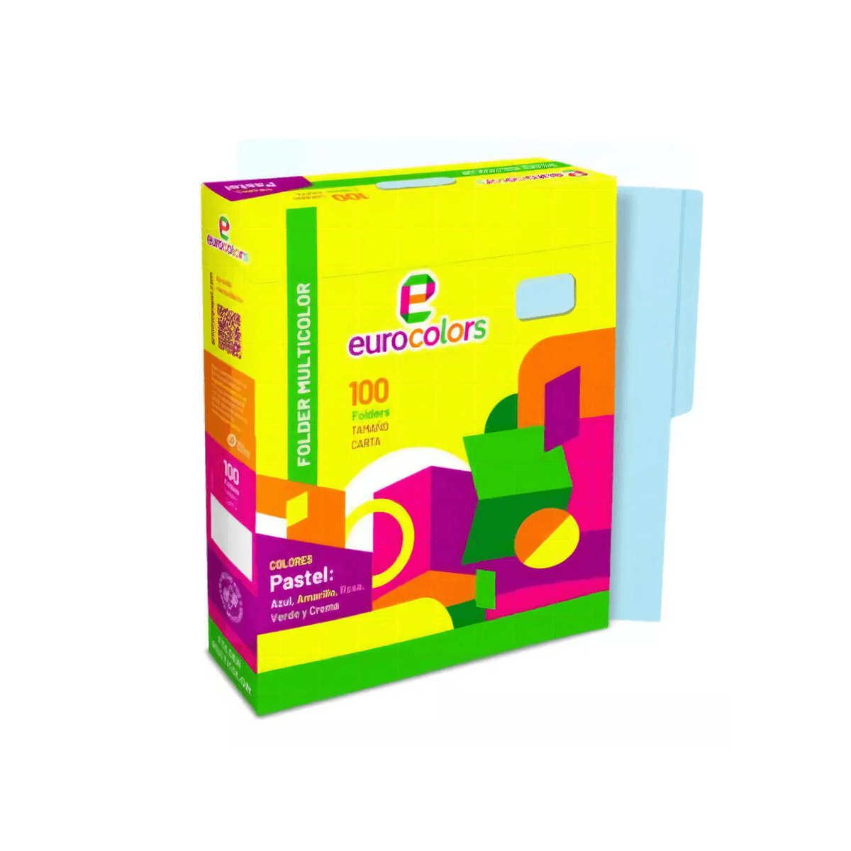 Folder Mapasa Tamaño Carta Multicolor Color Azul Pastel Con 100 Piezas Pu0032