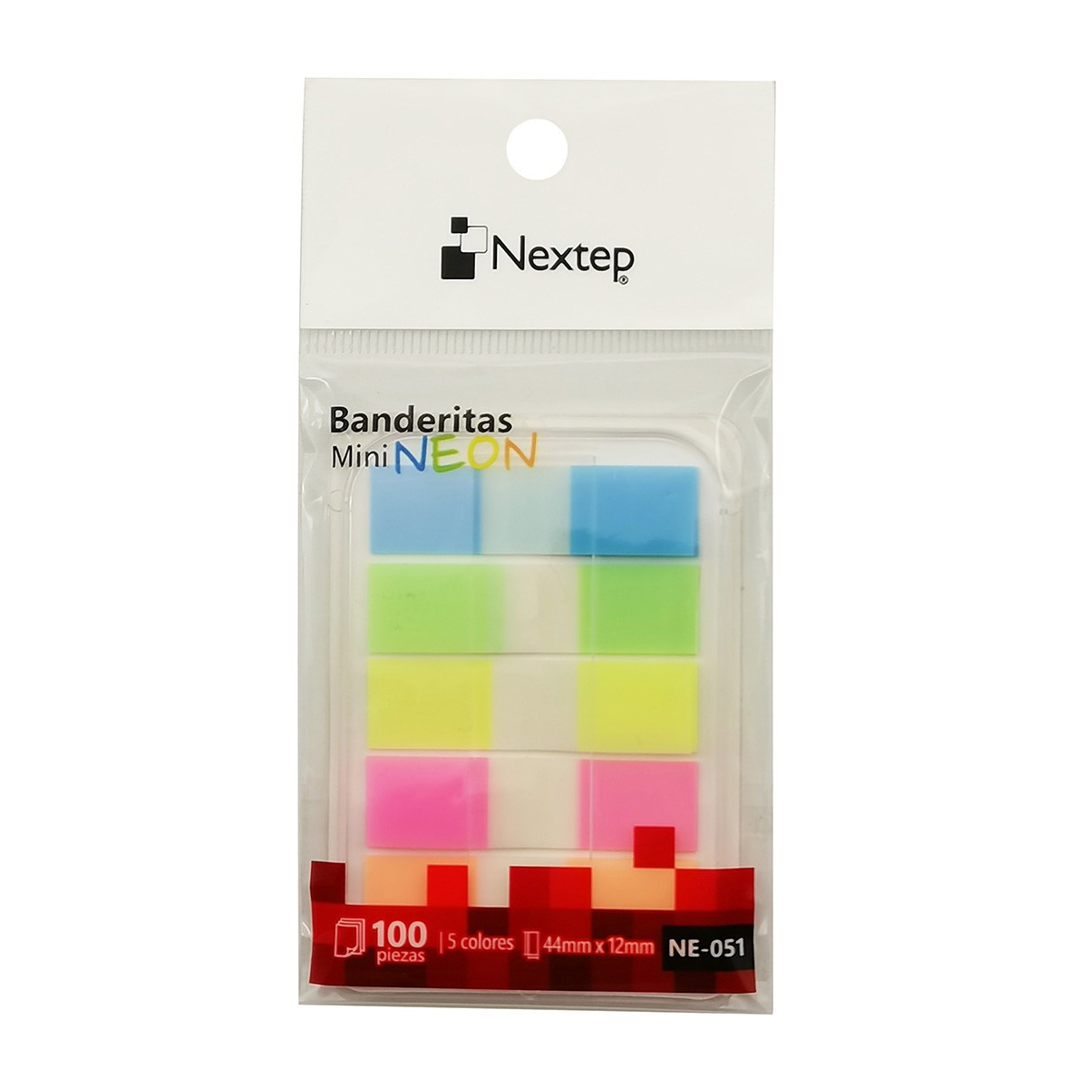 Banderitas Nextep Ne-051 Mini Neon 5 Colores 10 Estuches Con 100 Piezas Cada Uno
