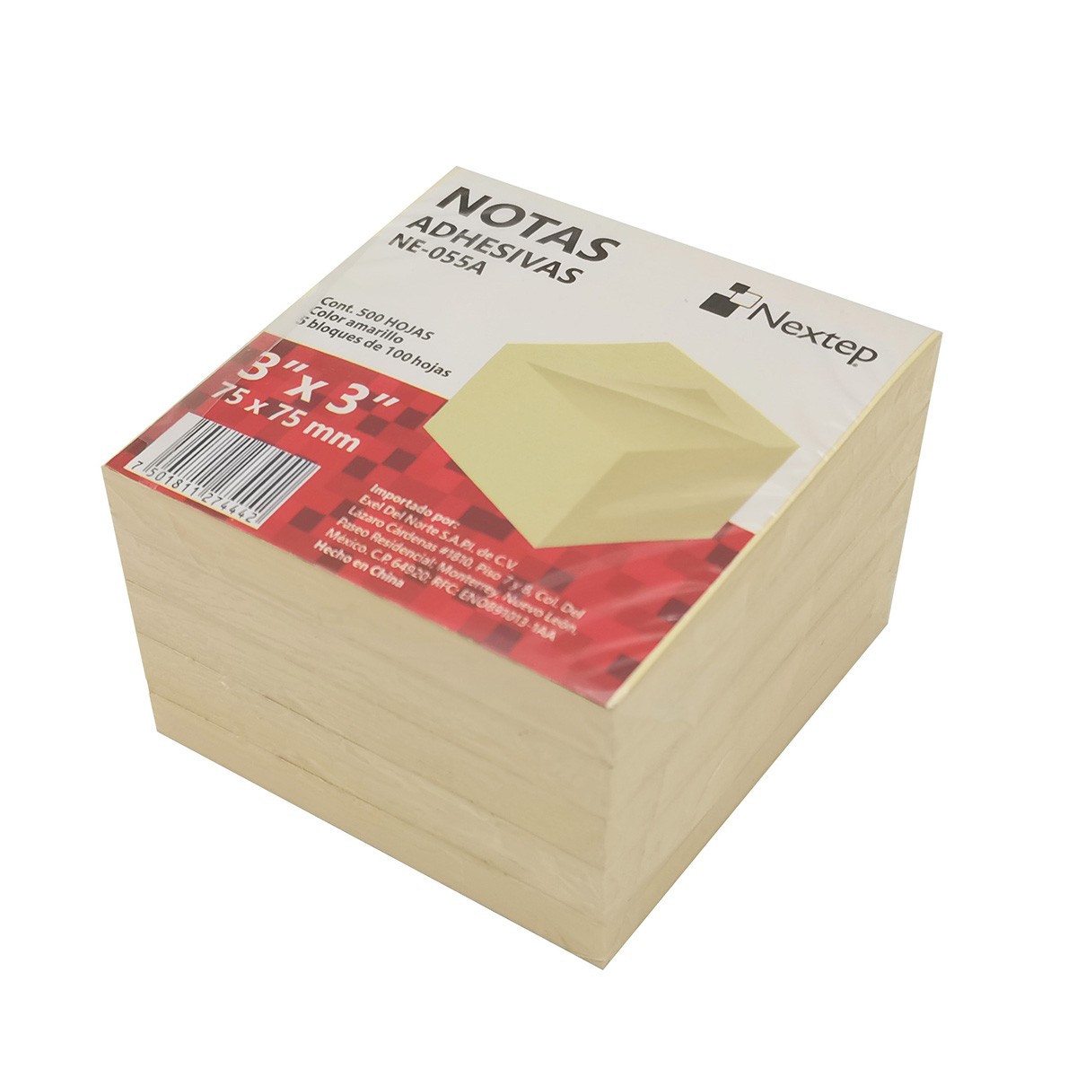 Notas Adhesivas Nextep Ne-055A 3"X3" Amarillo 5 Bloques 500 Hojas