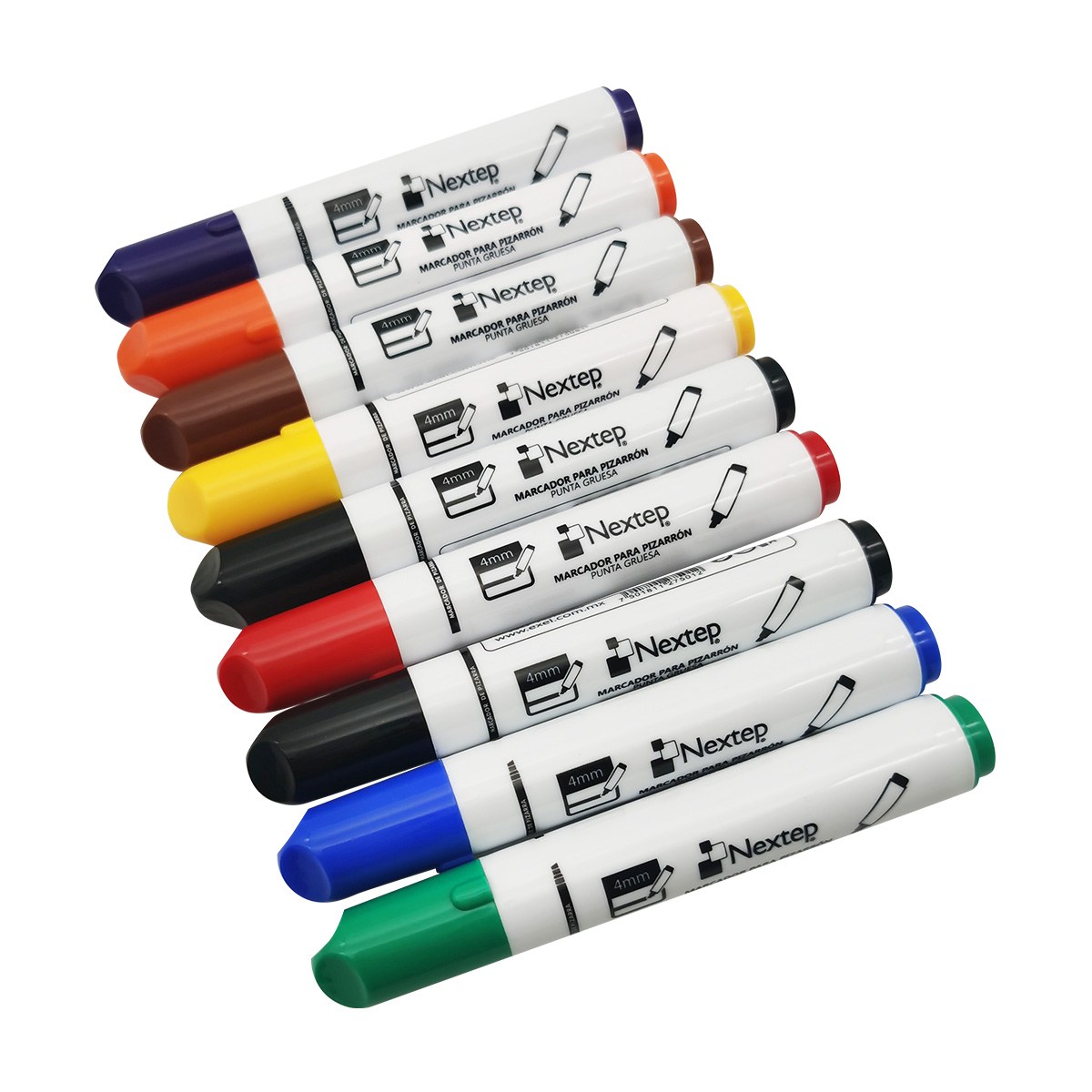 Juego De Marcador Nextep Ne-078X Para Pizarrón Blanco 8 Colores Punta Gruesa Cincel 4Mm