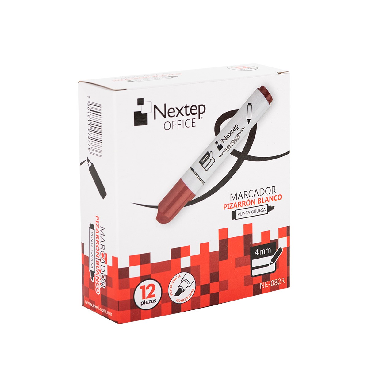 Marcador Pizarron Blanco Nextep Color Rojo C/12 Pzas NE-082R