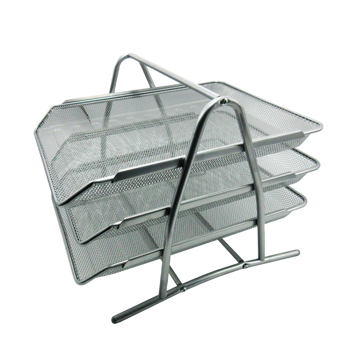 Charola Organizadora Malla Metal Nextep De 3 Niveles Plata Tipo Oficio