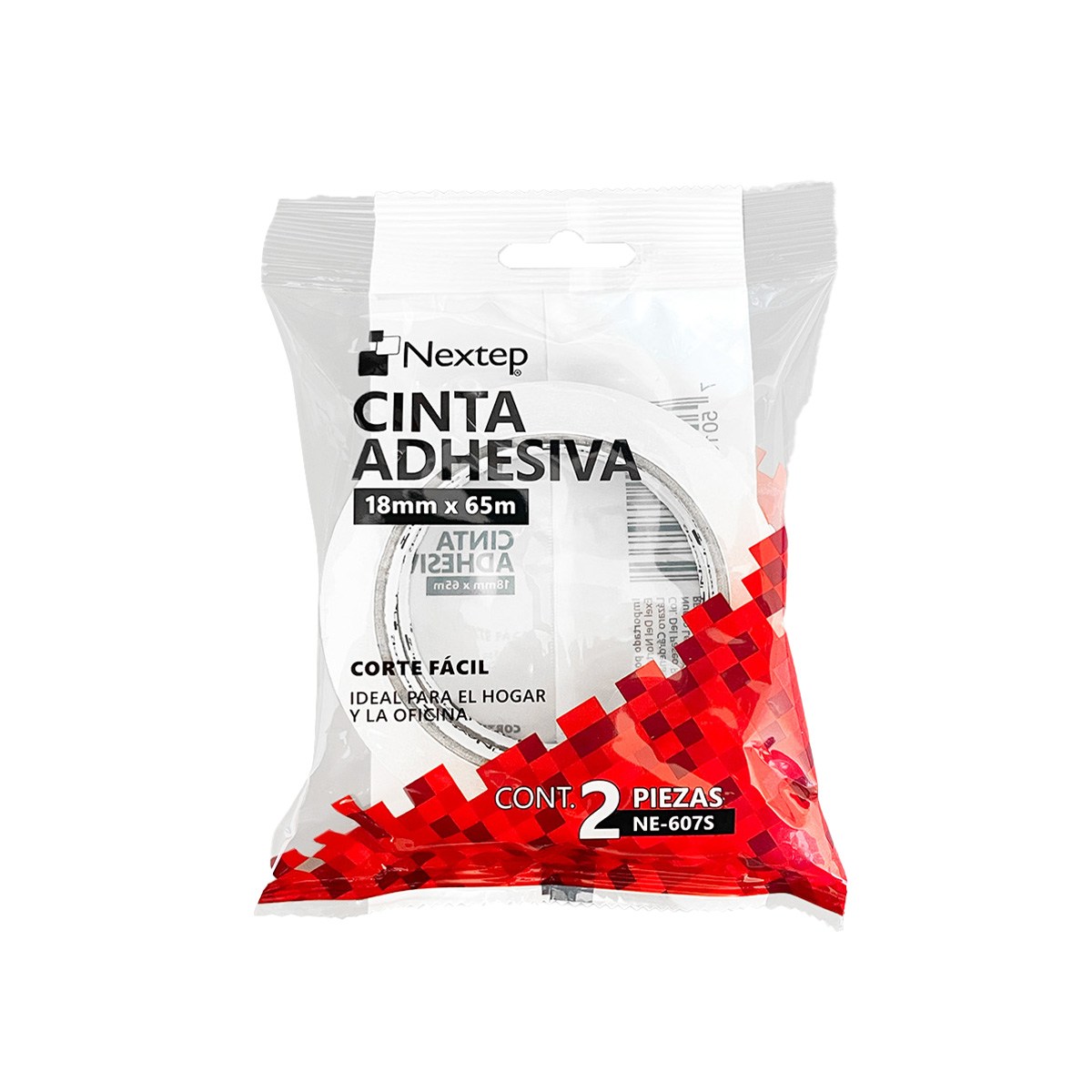 Cinta Adhesiva Corte Facil Nextep Ne-607S 18Mm X 65M Bolsa Con 2 Piezas