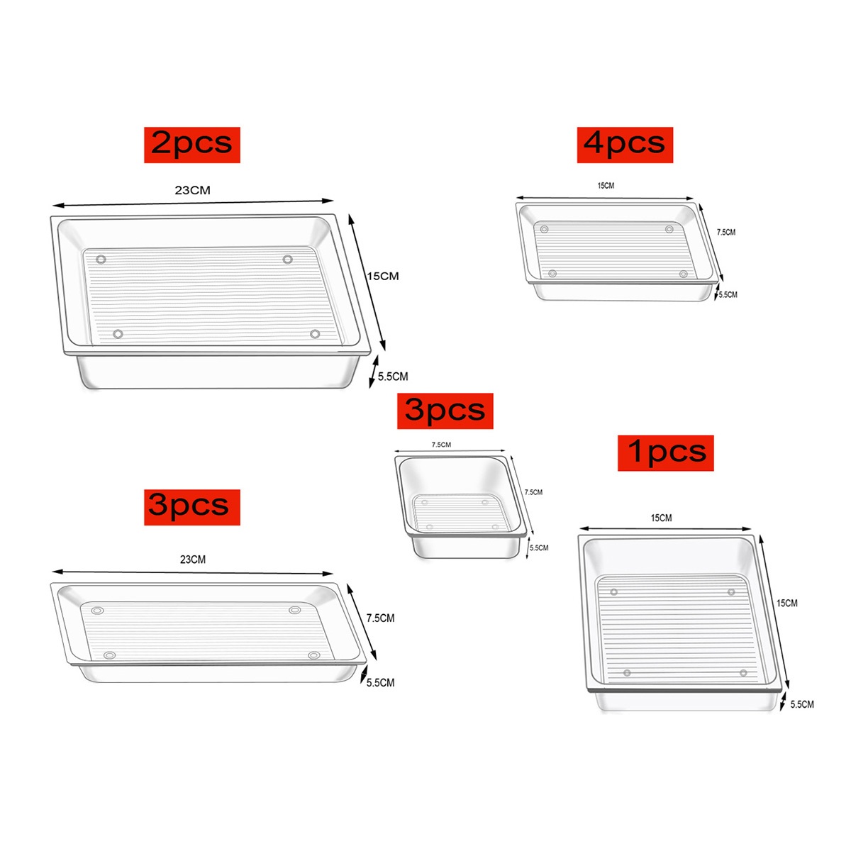 Juego De 13 Organizadores Para Cajón Nextep Ne-623 Transparente Pet