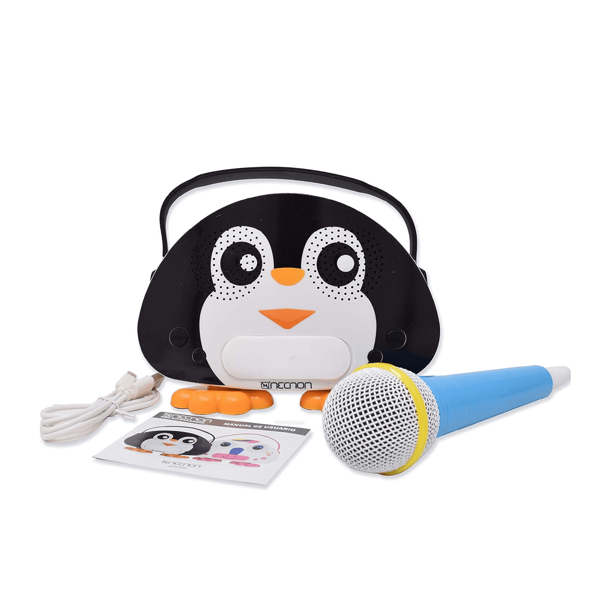 Bocina Karaoke Necnon Penguin Bluetooth Microfono Incluido Usb Aux 3.5 1200Mah Nbk-Kids Karaoke-P