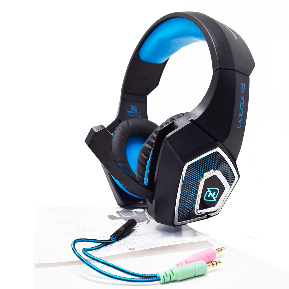 Audífonos Gamer Necnon Nbhg-Dragon Iluminación Rgb 3.5Mm Negro / Azul Npagdr03Vi