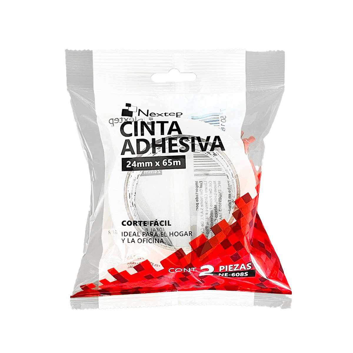 Cinta Adhesiva Corte Facil Nextep Ne-608S 24Mm X 65M Bolsa Con 2 Piezas