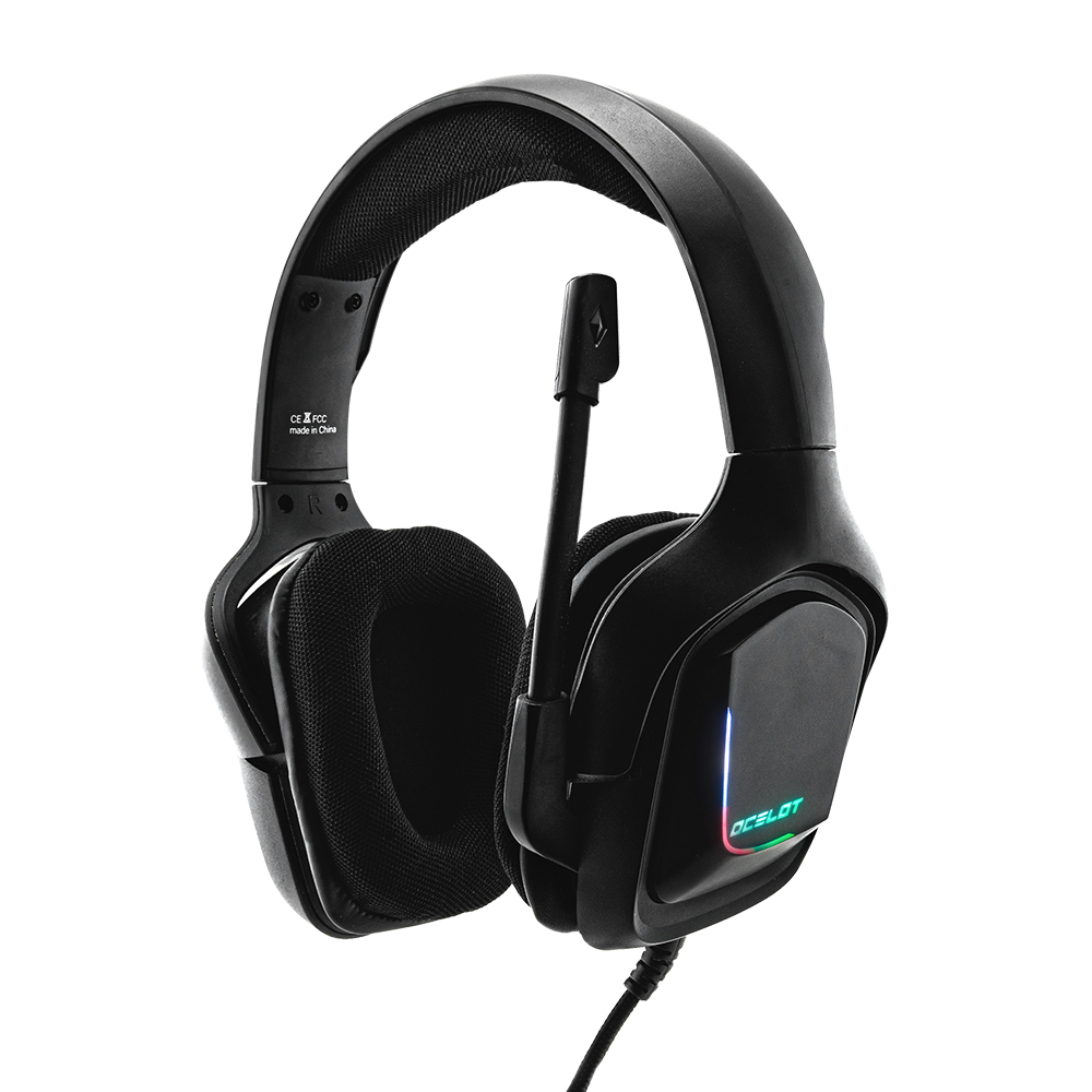 Audifonos Gamer Ocelot Over Ear Rgb Cancelacion De Ruido Usb Alambricos Negro Ogeh02