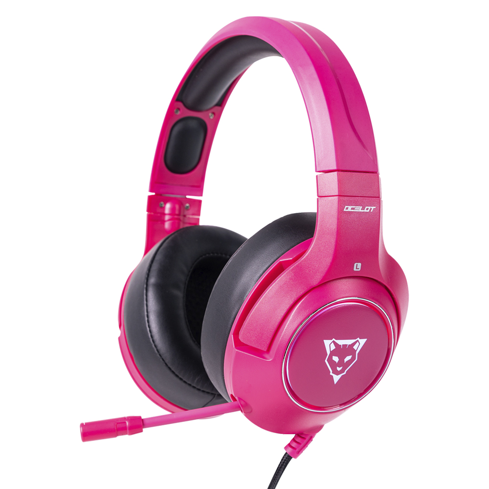 Diadema Gamer Ocelot Gaming Alambrico Usb / 3.5Mm 1.5M Multiplataforma Rosa / Negro Ogh03
