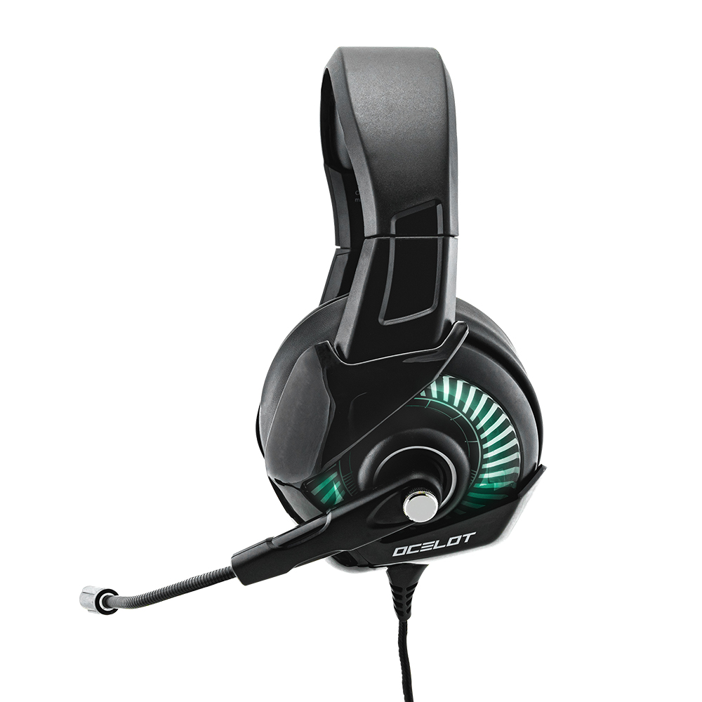 Audifonos Gamer Ocelot Over Ear Rgb Cancelacion De Ruido Usb Alambricos Negro Ogmh01