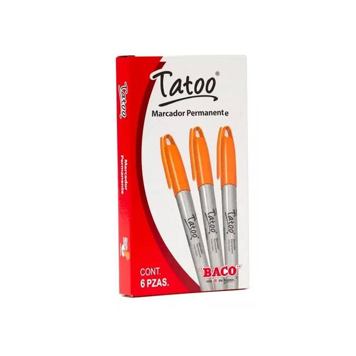 Marcador Perm Tatoo P/Fino Naranja Caja C/6