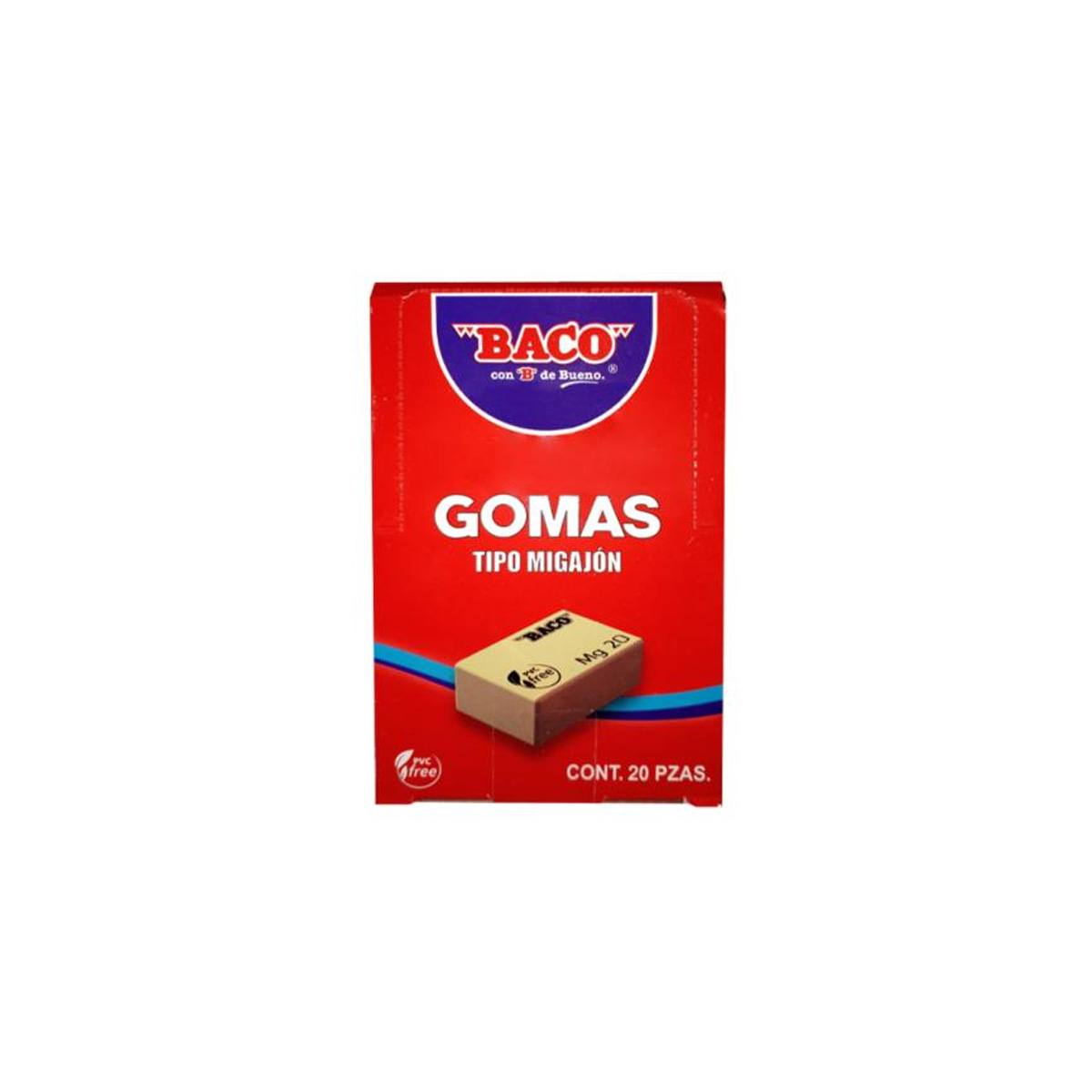 Goma Baco Migajon Mg-20 Caja C/20 Pzas Articulos Escolar Y Oficina
