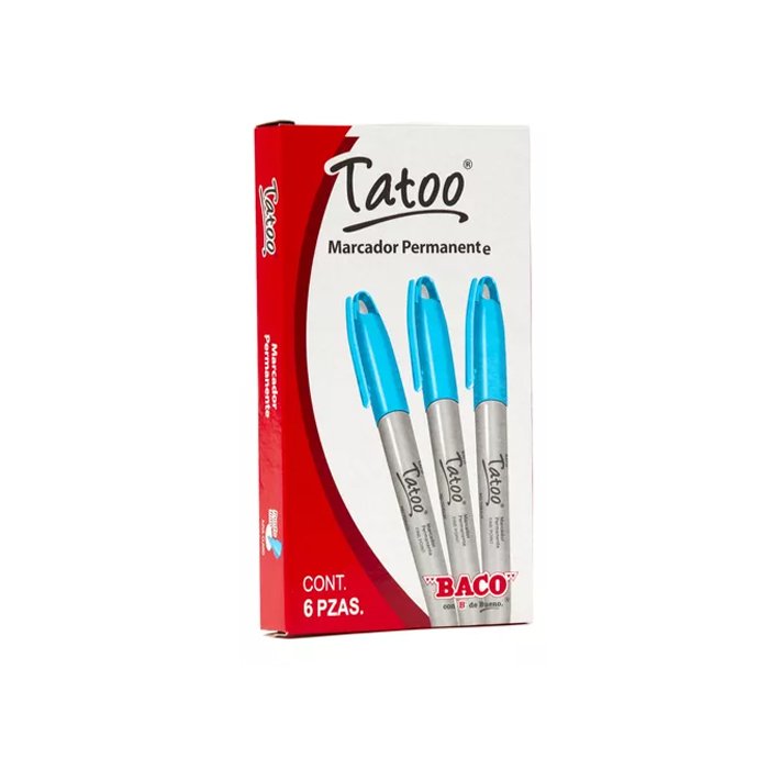 Marcador Perm Tatoo P/Fino Azul Claro Caja C/6