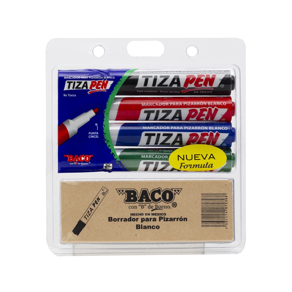 Marcador P/Pizarron Tizapen Est C/4 Colores + Borrador