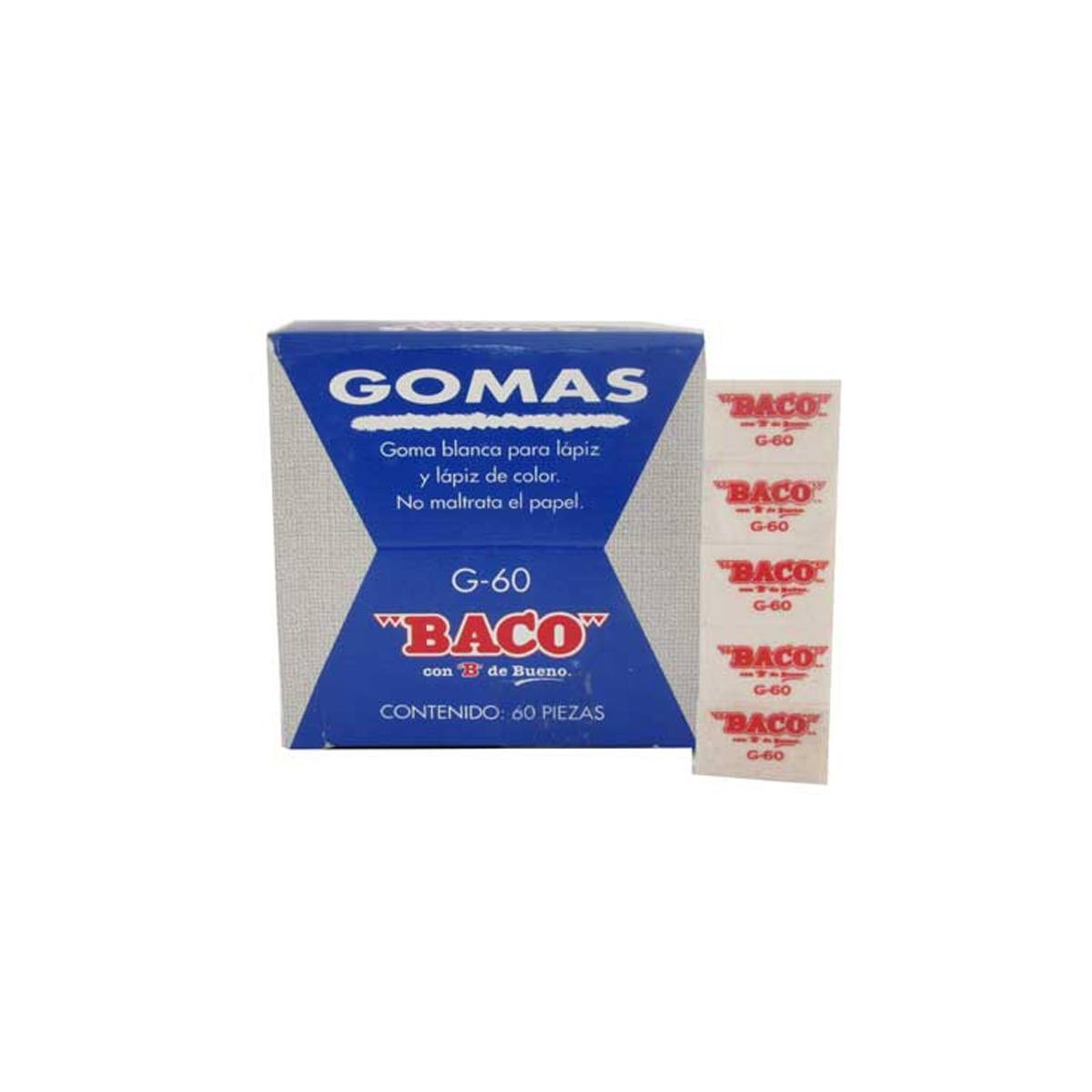 Borrador Baco Blanco P/Lapiz Chico Paq C/60 Borradores