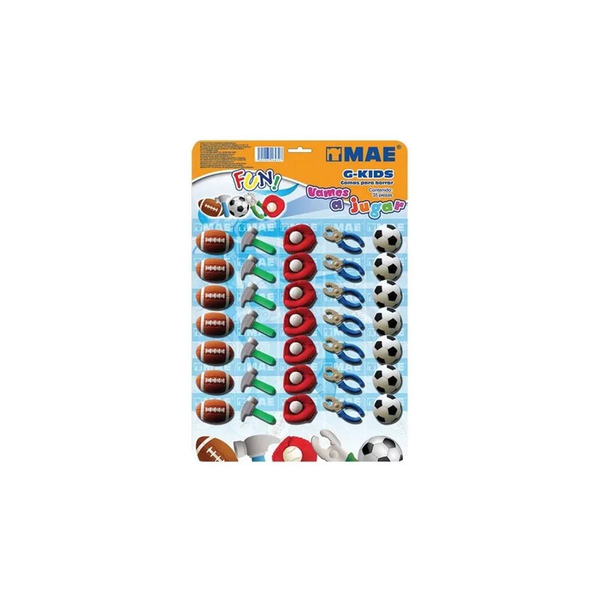Goma Mae Figuras Deportes/Herramientas Blister 35 Piezas