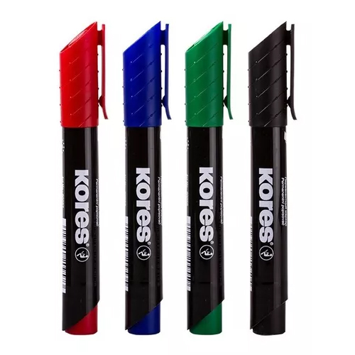 Marcador Kores Permanente Plastico C/4 Colores