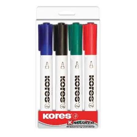 Marcador Kores P/Pizarron Blanco C/4 Colores