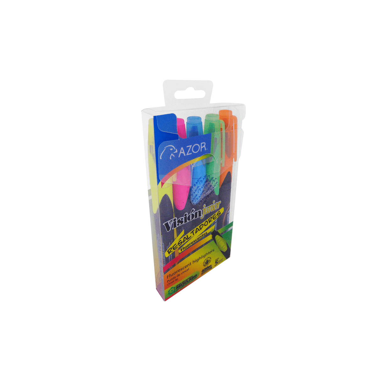 Resaltador Azor Vision Jr 2825 Paq 5 Pz Colores Punta Cincel 4Mm