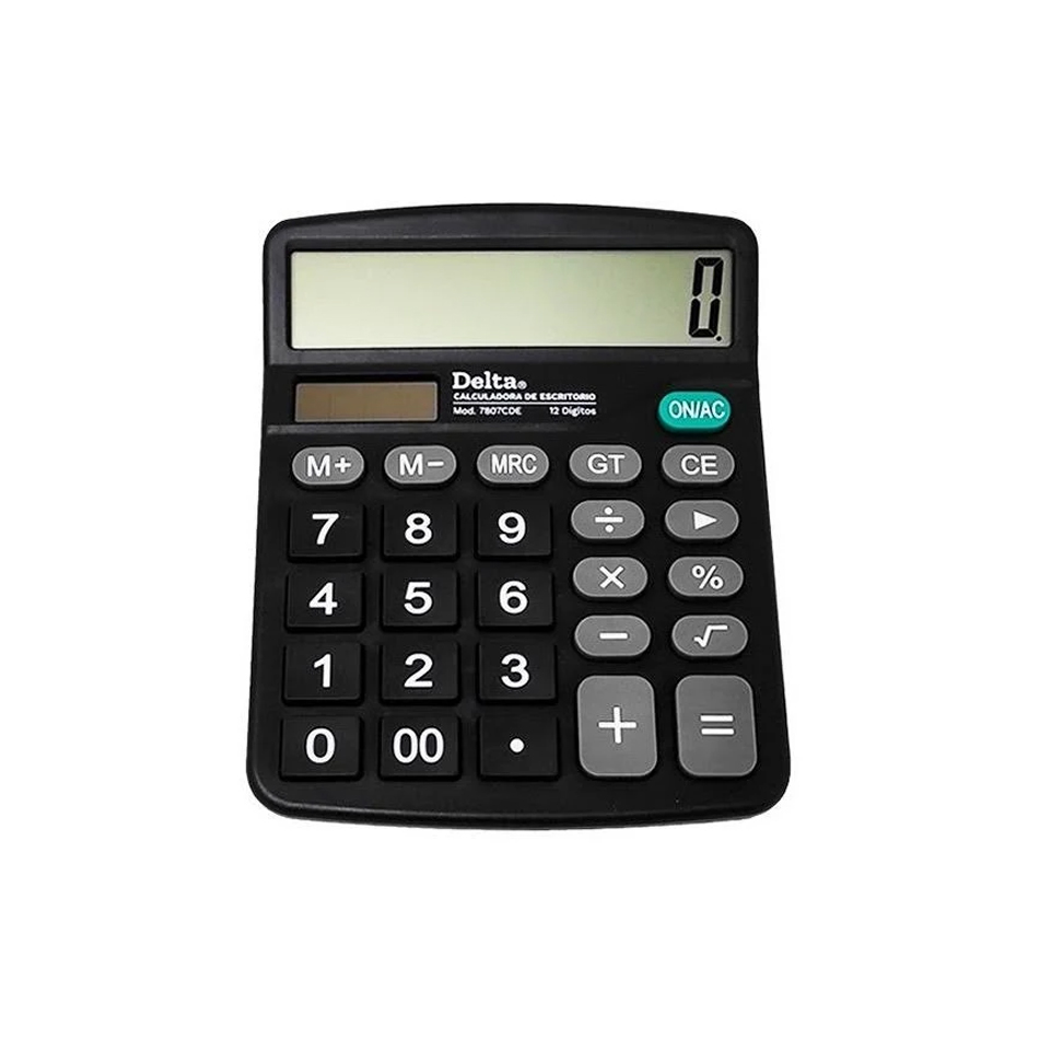 Calculadora Barrilito Delta Escritorio 12 Dig 14.5X12 Cm Bateria Aa