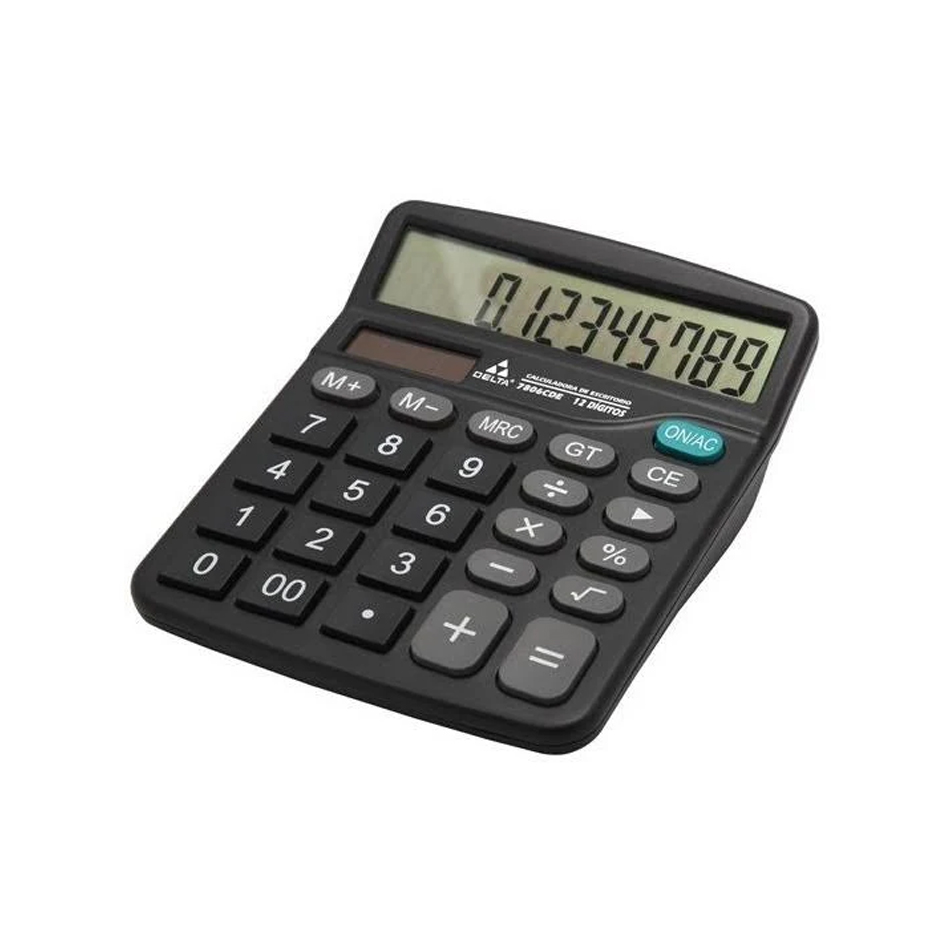 Calculadora Barrilito Delta Escritorio 12 Dig 14.5X12 Cm Bateria Aa