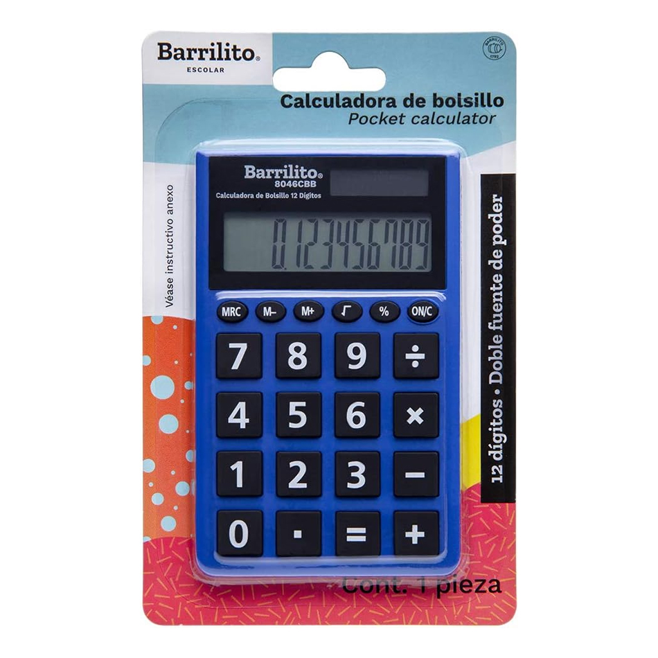 Calculadora Barrilito Bolsillo 12 Digitos Doble Fuente Poder