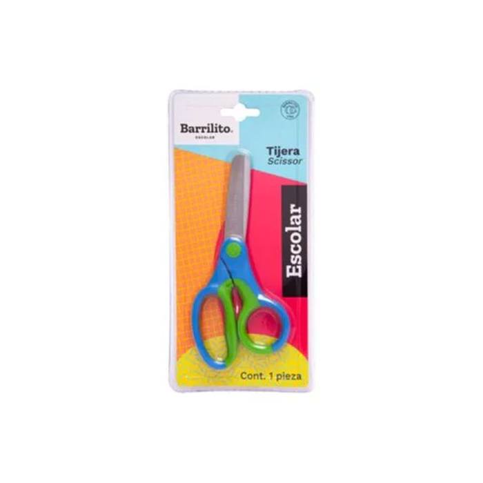 Tijera Barrilito Escolar Acero Inoxidable Punta Roma
