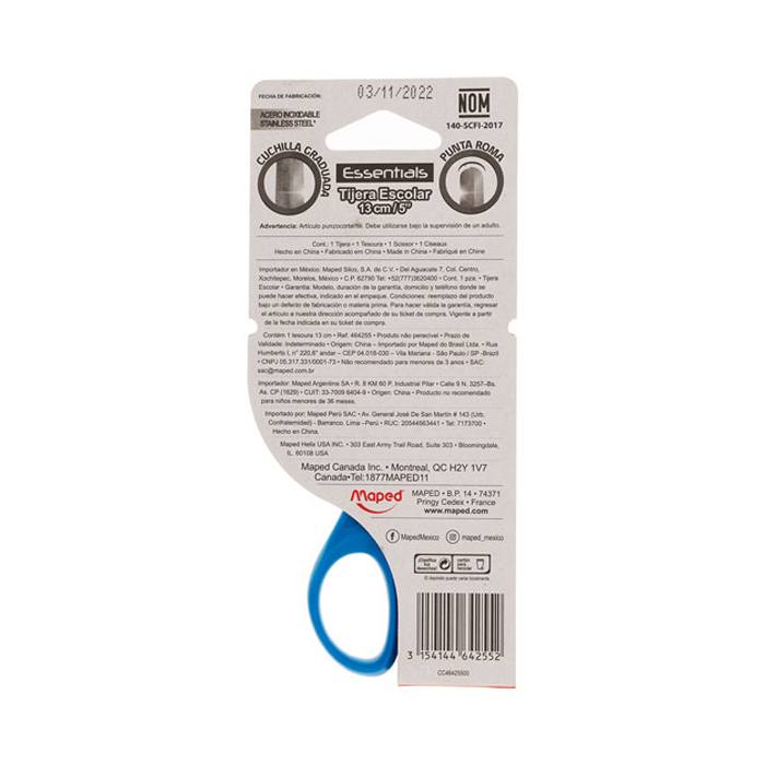 Tijera Esc Maped Essentials 13Cm Caja Paq C/12